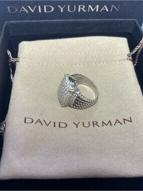 David Yurman Pave Diamond Silver-Tone Statement Ring